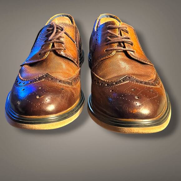 Men\'s US 11M  ENGLISH LAUNDRY  Brown Leather Brogue Wingtip Dress Shoes EUC main image 8